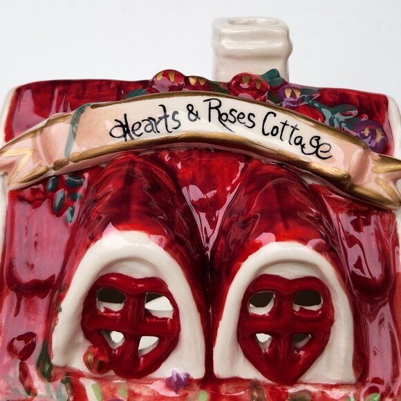 Blue Sky Clayworks Valentines Hearts & Roses Cottage Tealight Candle House New - Picture 3 of 9